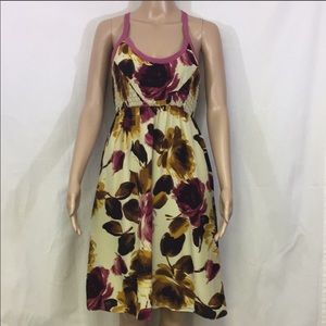 Anthropologie dress 6 100% Silk Pink Floral